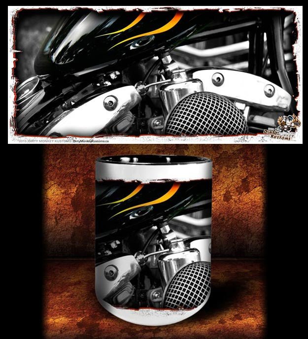 Biker coffee mugs - Dirty Monkey Kustoms CDN  GearHead Apparel