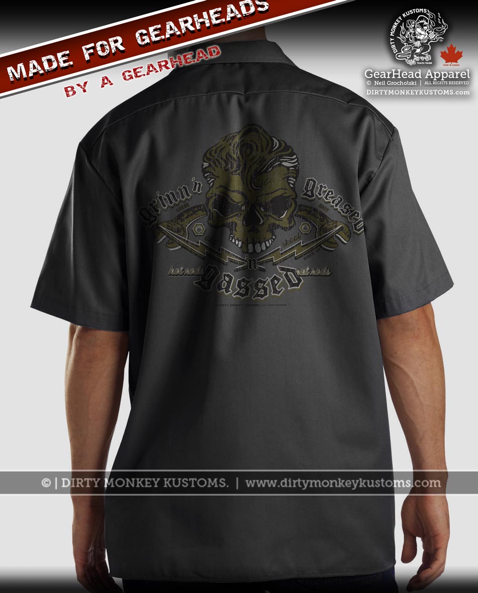 Kustom Shop Shirts - Mechanic Shirts - Dirty Monkey Kustoms CDN  GearHead Apparel