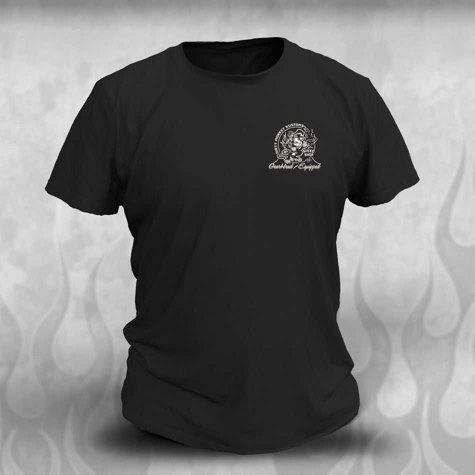 Support Your Local GearHead - Biker tee shirt - Dirty Monkey Kustoms Canadian GearHead Shirts & Apparel - Canada