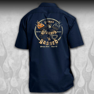 "Crossed Pistons" Kustom Hot Rod mechanic shirt - Dirty Monkey Kustoms CDN GearHead Apparel - Canada