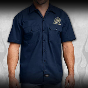 "Crossed Pistons" Kustom Hot Rod mechanic shirt - Dirty Monkey Kustoms CDN GearHead Apparel - Canada