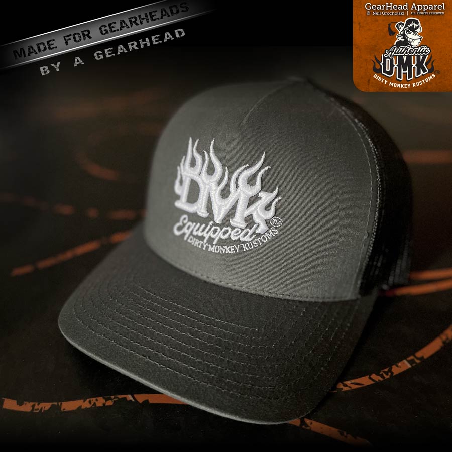 DMK Equipped - flamed car guy embroidered hat - Dirty Monkey Kustoms CDN GearHead Apparel - Canada