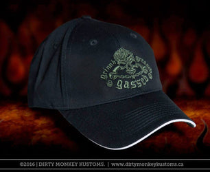 GGG Rockabilly Skull - Embroidered BLACK ball cap - Dirty Monkey Kustoms CDN GearHead Apparel - Canada