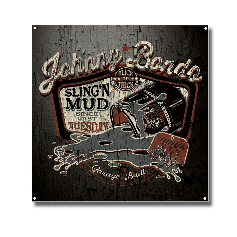 "Johnny Bondo" Hot Rod garage sign vinyl print - Dirty Monkey Kustoms Canadian GearHead Shirts & Apparel - Canada