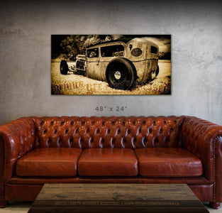 "Low Boy" original Rat Rod '29 Ford garage art CANVAS print - Dirty Monkey Kustoms CDN GearHead Apparel - Canada