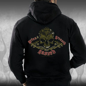 Rockabilly Skull & Wrenches hoodie - Dirty Monkey Kustoms CDN GearHead Apparel - Canada