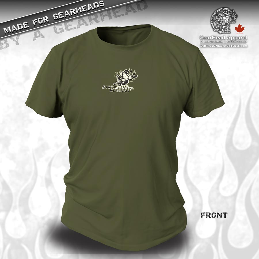 Rockabilly Skull & Wrenches T shirt - Kustom original design - Dirty Monkey Kustoms Canadian GearHead Shirts & Apparel - Canada