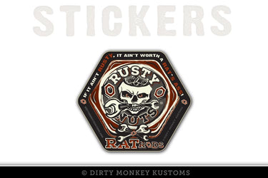 "Rusty Nuts" Rat Rod Sticker - Dirty Monkey Kustoms CDN GearHead Apparel - Canada