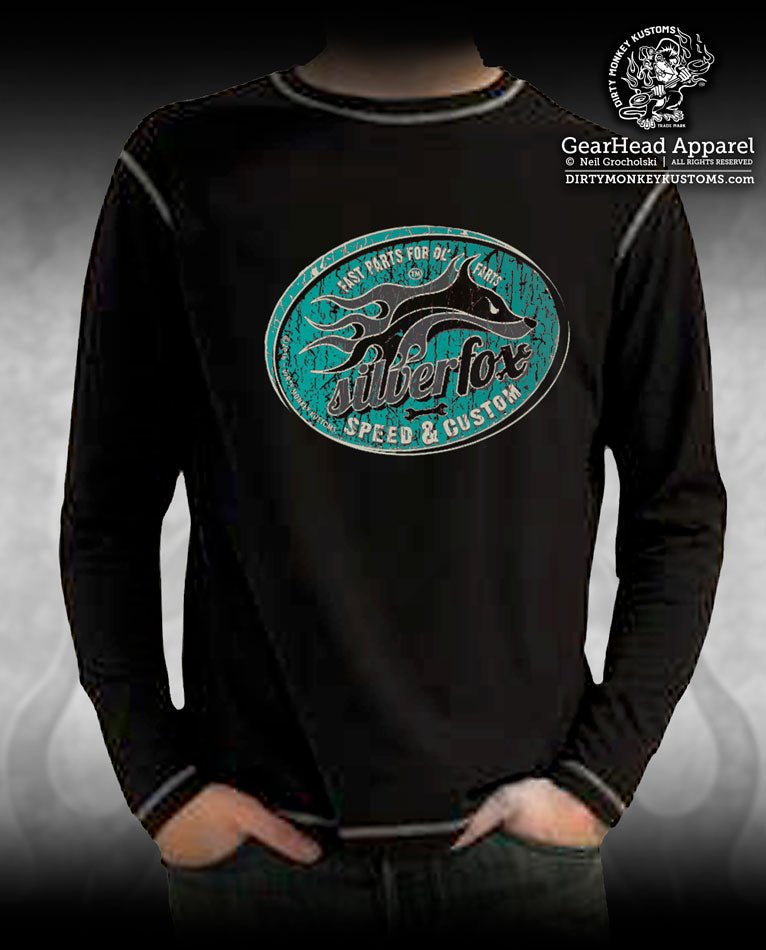 "Silver Fox" Long Sleeve Hot Rod shirt - Kustom Kool - Dirty Monkey Kustoms CDN GearHead Apparel - Canada