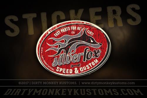 "Silver Fox Speed & Custom" - Sticker - Dirty Monkey Kustoms CDN GearHead Apparel - Canada