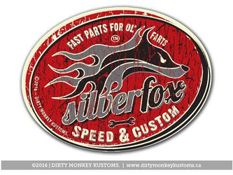 "Silver Fox Speed & Custom" - Sticker - Dirty Monkey Kustoms CDN GearHead Apparel - Canada