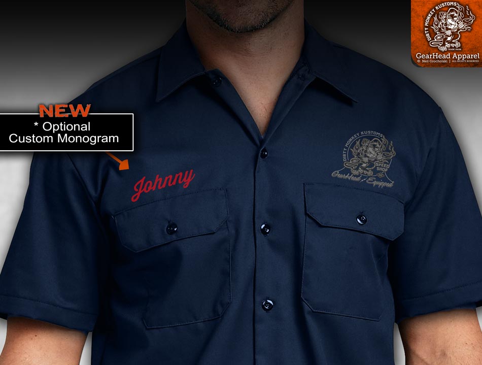 "Stink Eye Pistons" vintage hot rod ol skool mechanic shirt - Dirty Monkey Kustoms CDN GearHead Apparel - Canada